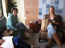 students in lobby