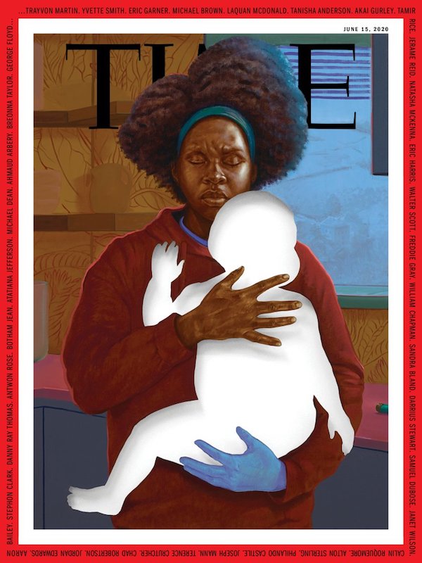 TIME cover with painting of mother holding empty space in shape of a child